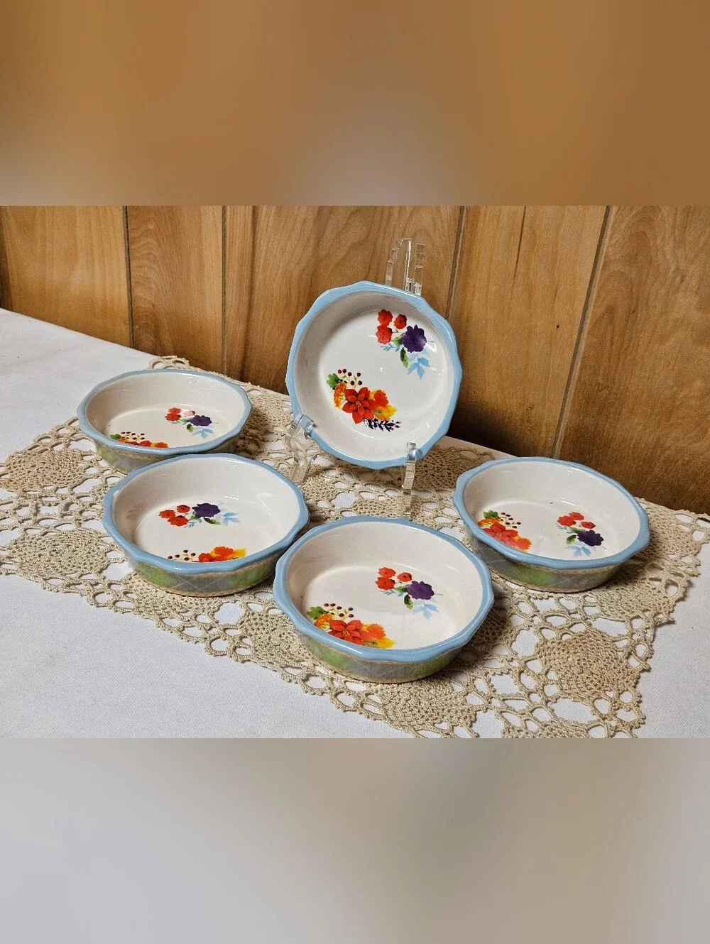 New (5) The Pioneer Woman Charlie Plaid 5” Mini Pie Plate New Floral 5 PC SET